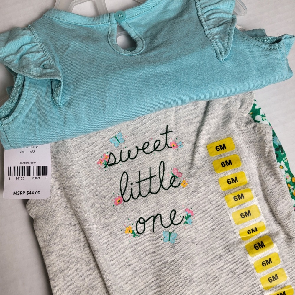 NWT Carters Sweet Little One Outfits 6M Floral‎ Butterfly Baby Girl Sleeveless